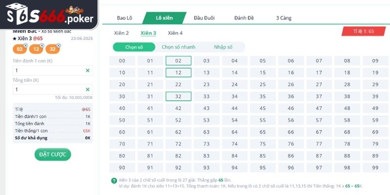 Cược xiên 3 hấp dẫn tỷ lệ thưởng cao
